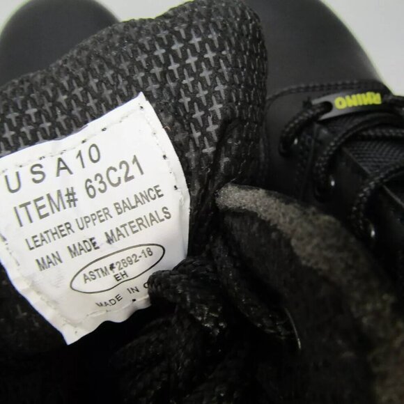 NEW RHINO 6" Tactical Safety Work Boots Black Leather Lace Slip Resist Size 10 - Picture 8 of 8